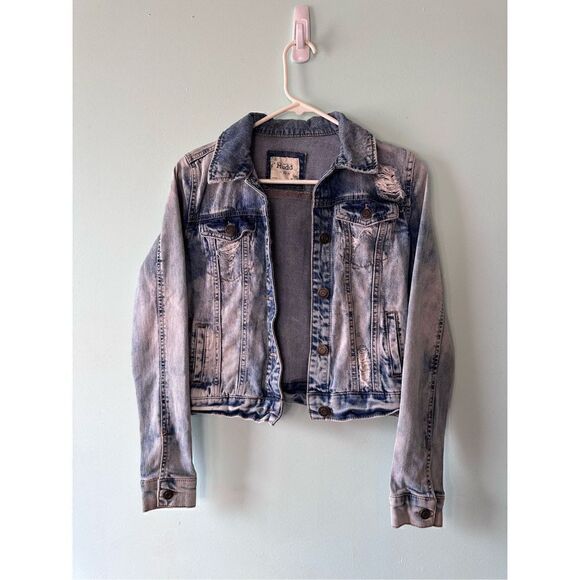 Mudd Distressed Acid washed Denim Jacket - Picture 1 of 4